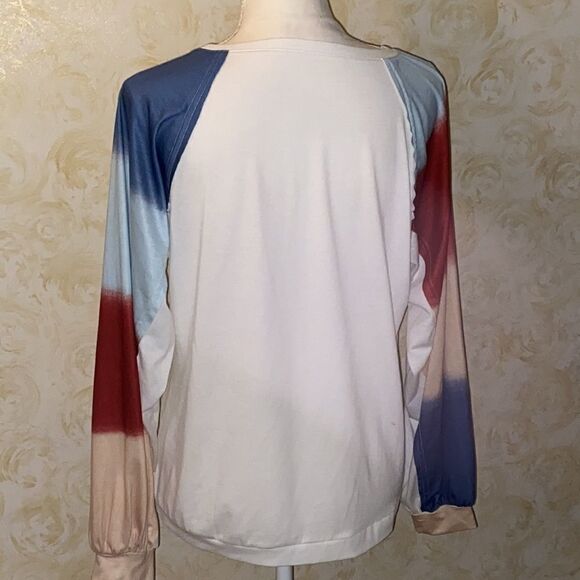 NWOT! Unique Multicolored Sleeve Top! - Picture 6 of 6